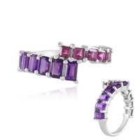 Cavill Damenring 925 Silber Platiert Mit 3,19Ct Amethyst Rhodolit- Echtschmuck