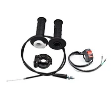 22mm Twist Throttle Accelerator Handle Grips Cable Set with Kill On Switch for 
