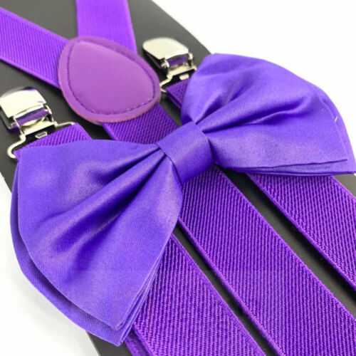 Suspender and Bow Tie Adults 42 Colors Combo Wedding Formal Wear Accessories - Picture 133 of 213