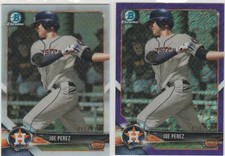 2018 Bowman Chrome Prospect JOE PEREZ Refractor /499 & Purple Shimmer /655 Lot