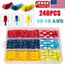 240PCS Insulated T-Taps Quick Splice Crimp Terminals 22-10AWG Wire Connectors US