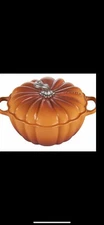~LeCreuset *NEW*EnameledCastIronPumpkinCocotte*PersimmonColor*