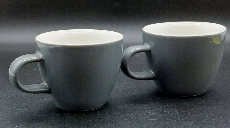 Juego de 2 tazas de porcelana gris/blanca Demitasse/espresso de Acme Pottery Foto 4 de 4
