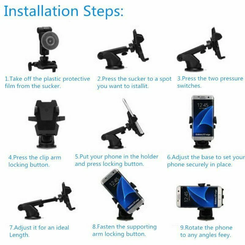 360° Mount Holder Car Windshield Stand For Mobile Cell Phone iPhone Samsung GPS - Image 4 of 4