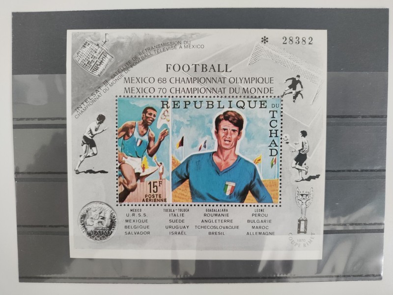 1970 Chad Souvenir Sheet(Soccer-Mexico'68+Mexico'70),MNH,OG