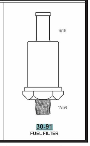 Ford Motorcraft Autolite Carburetor Metal Screw In Fuel Filter 3" 1/2" x 20 Thre - Picture 3 of 8