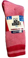 2 PAIR GIRLS KODIAK KIDS THERMAL SOCKS COTTON PINK SIZE LARGE 4-10