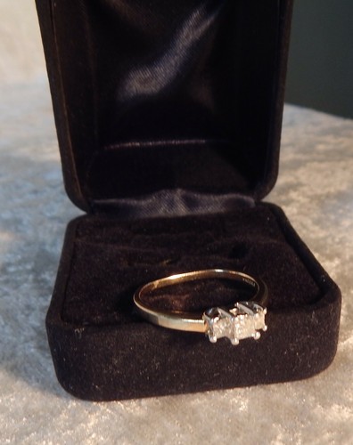 14K YELLOW GOLD DIAMOND ENGAGEMENT RING 3 STONE SIZE 9 TCW .5 + $1000 APPRAISAL - Picture 4 of 10