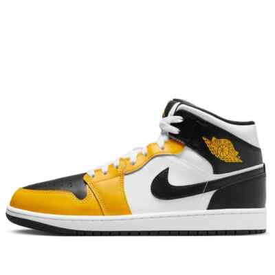Nike Jordan 1 Mid Sneaker Herren Schwarz Weiß Gelb NEU | UVP: 140 