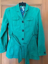 Fossil Women's Jacket Long Sleeves Belt Green Color Pockets Size L