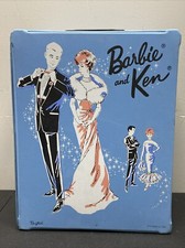 Vintage 1963 Mattel Barbie And Ken Double Carrying Case Vinyl Lt Blue Ponytail