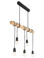 Pendellampe Pendelleuchte HäNgeleuchte Deckenlampe 5-Flammig Stahl Holz E27
