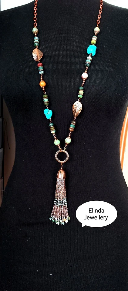 Lange Halskette mit Quaste Anhänger - Bild 3 von 3