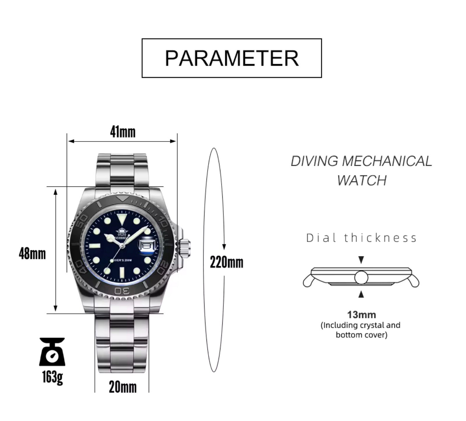 Addiesdive Quartz Watch For Men 200M Waterproof Silver Bezel UK STOCK - Image 9