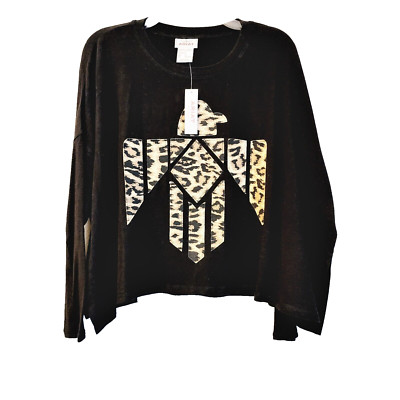 NWT Ariat Jungle Queen Blk Leopard Thunderbird Boxy Doleman Knit Blouse Top- S