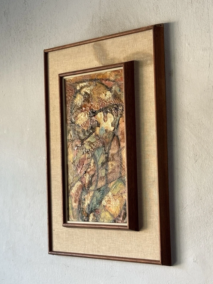 PINTURA AL ÓLEO EXPRESIONISTA ABSTRACTA MODERNA DE COLECCIÓN ARTE MODERNISTA ANTIGUO Foto 3 de 4