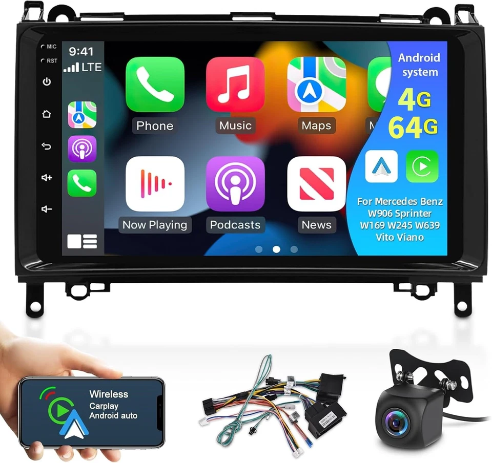 64G For Mercedes Benz A B Class Vito Sprinter W906 VW Crafter Car Stereo Android