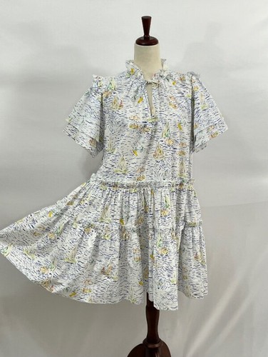 HUNTER BELL Sz L Large Merritt Dress Regatta Sailing Nautical Boat Print - Picture 9 of 15
