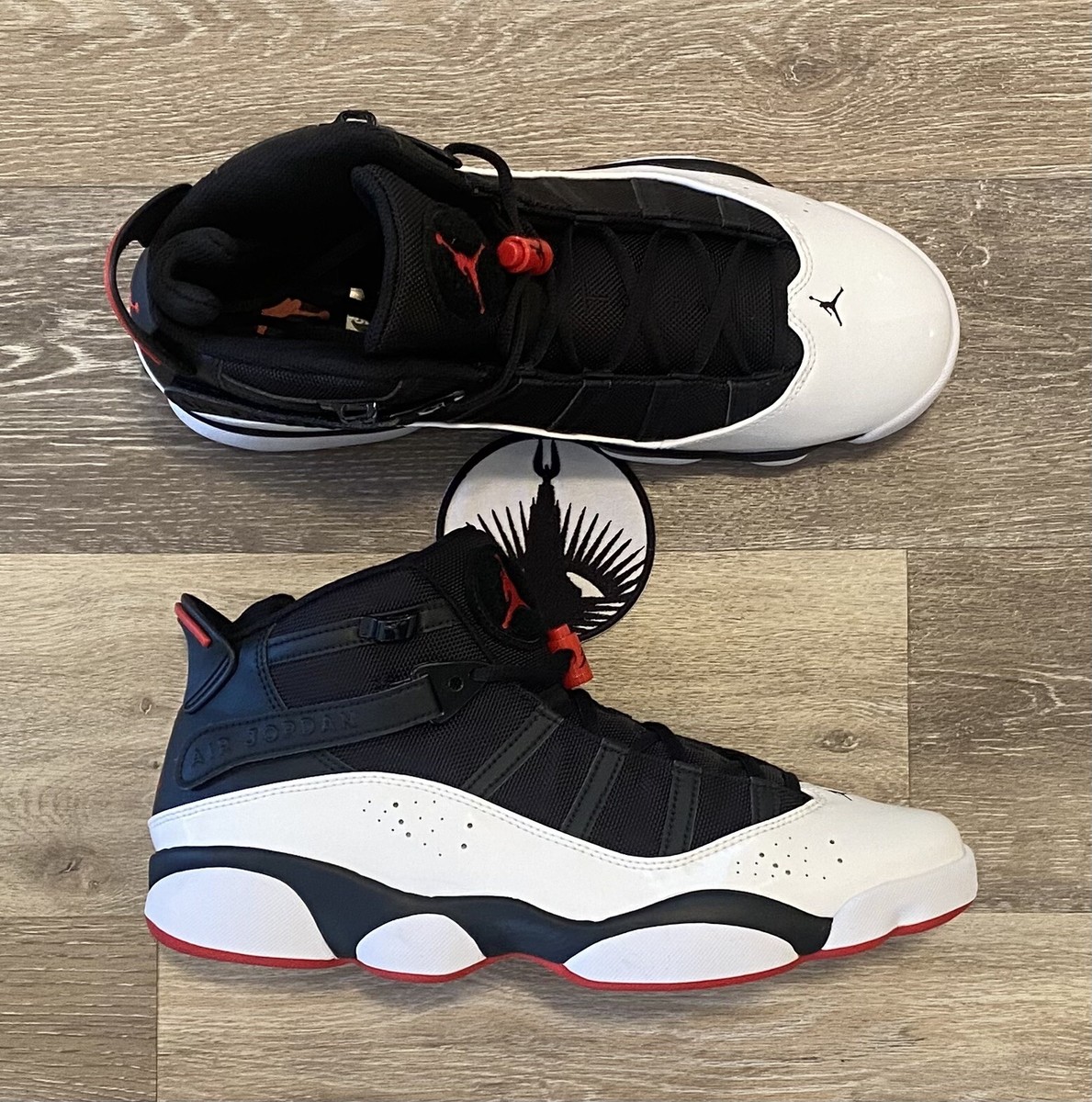 Nike Air Jordan 6 Rings 'Black Varsity Red' White 322992-067 Men's