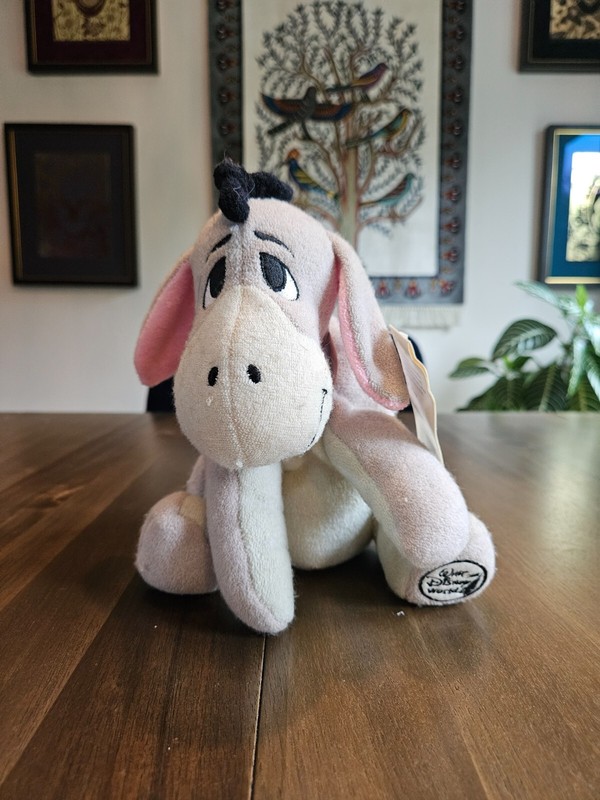 RARE NWT Walt Disney World Baby Eeyore Bean Bag Plush 8" Plush w/ Baby Bib