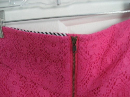 $45 New JR 5 S Hot Pink VOLCOM Mini SKIRT Zip Front CROCHET COTTON LACE Lined - Picture 5 of 10
