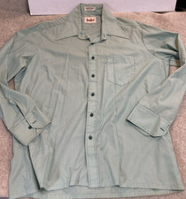 vtg 1970s BRANFORD SHIRT Permanent Press Long Sleeve Contrast Stitching Large
