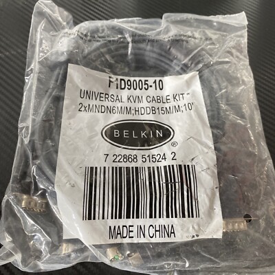 Belkin OmniView All-In-One Universal KVM Cable Kit 10Ft. F1D9005-10 New