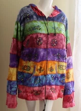 Greater Good Sz XXL Runs 1X 2X Funky Hand-Painted OOAK Hoodie Jacket