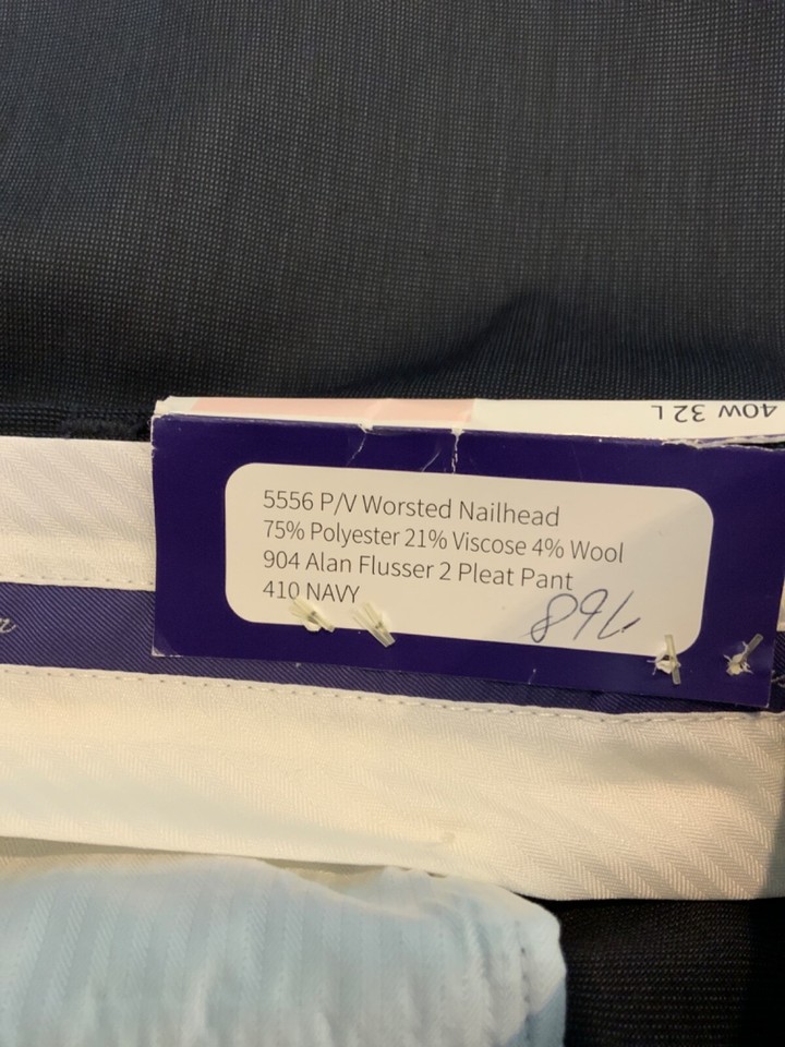 ALAN FLUSSER Mens Size 40 Blue Pleated Front Cuffed Hem Dress Pants NWT