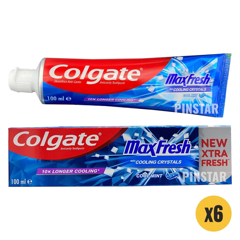 6 X 100 ML Colgate Max Fresh BLUE Toothpaste COOLING CRYSTALS COOL MINT
