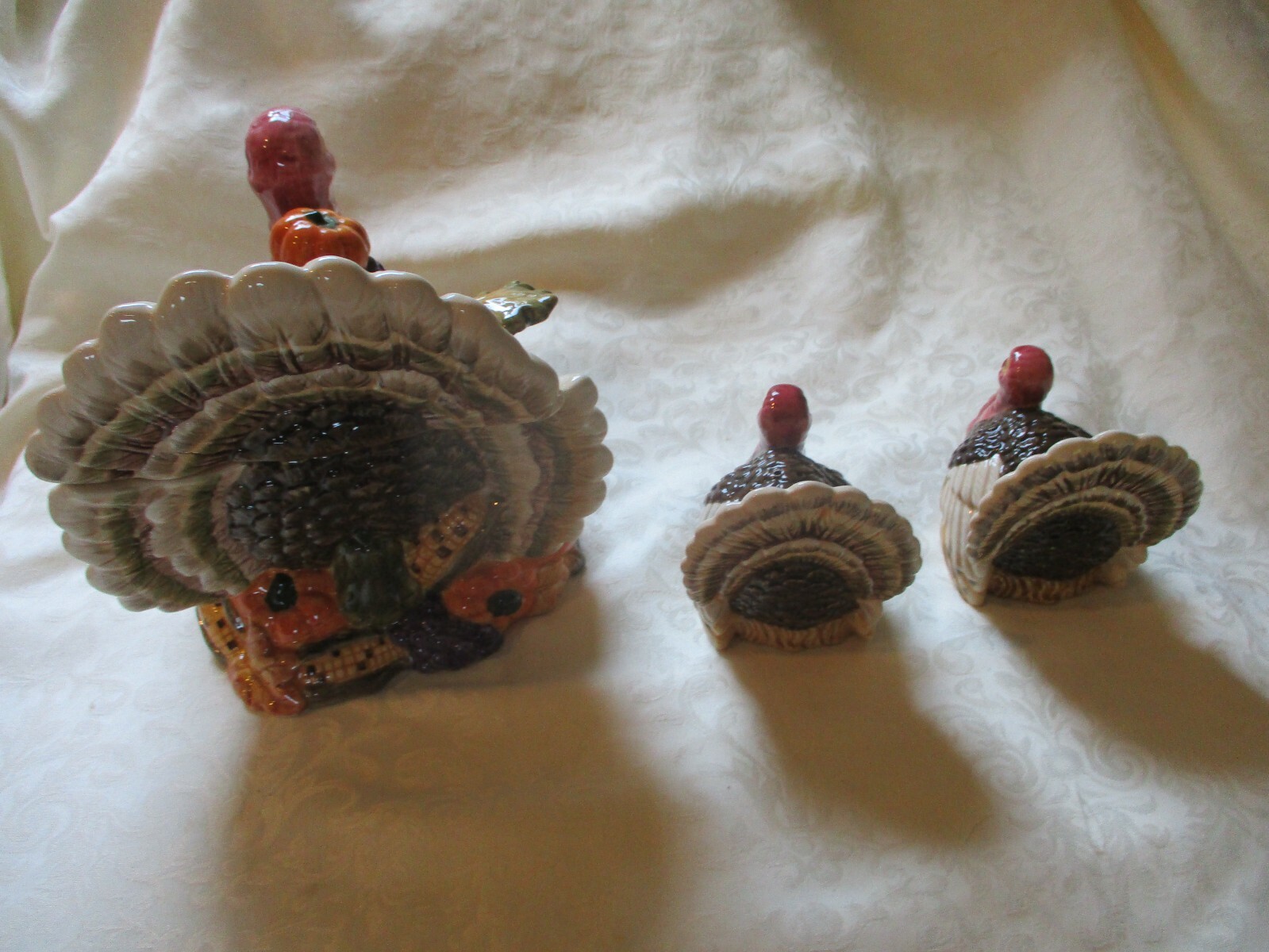 Turkey Gravy Boat with Ladle and Matching Salt and Pepper Shakers