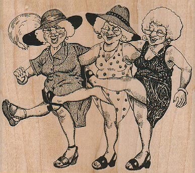 Senior KickLine 4 x 3 1/2'' Rubber Stamp, Women Stamp, Lady Stamp
