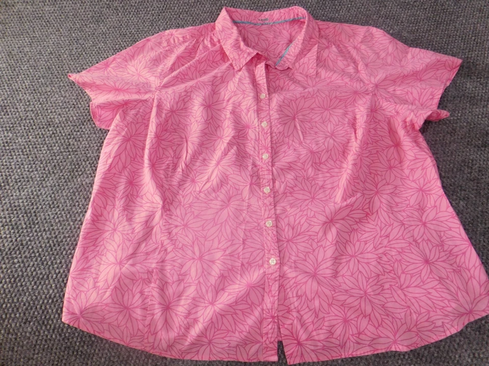 Blusa Izod Mujer 3XL XXXL Rosa Floral Costera Botones Top Informal Foto 3 de 4