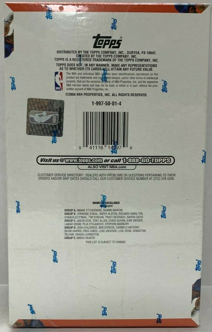2004/05 TOPPS NBA BASKETBALL HOBBY BOX 36 PACKS LEBRON JAMES 2ND