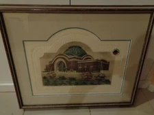 Barbara Coppock Hand Intaglio Etching Union Station Tacoma WA w/ Pin 1993