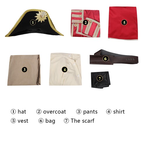 Captain James Hook Cosplay Costume Pirate Outfit With Hat Boots/ - Picture 4 of 16
