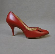 50s Red Stiletto Shoes 60s High Heels Women's Vintage Johnsonette 8.5