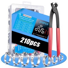 210PCS 304 Stainless Steel Single Ear Hose Clamp Kit - 12 Sizes 6-36.1mm 