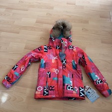 Roxy Insulated 5K Technology Girl's Pink Spellout Snowboard/Ski Jacket Sz 10