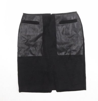 Penny schwarz Damen schwarz Polyester gerade & Bleistiftrock Größe 10 Reißverschluss