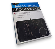 Men's Travel Grooming Kit Set with Travel Case Black 12-Piece NEW