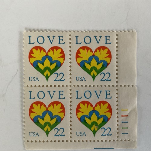 18 US stamps~1981-1993~Joe Louis+selvage~Whitney Moore Young~Love~4 plate blocks - Picture 4 of 7
