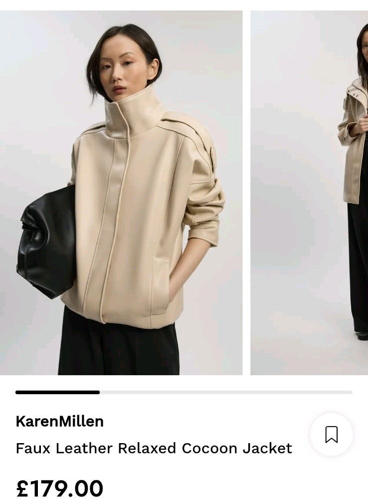 Karen Millen Faux Leather Relaxed Cocoon Jackets Sold Out Viral Size 12 image 4
