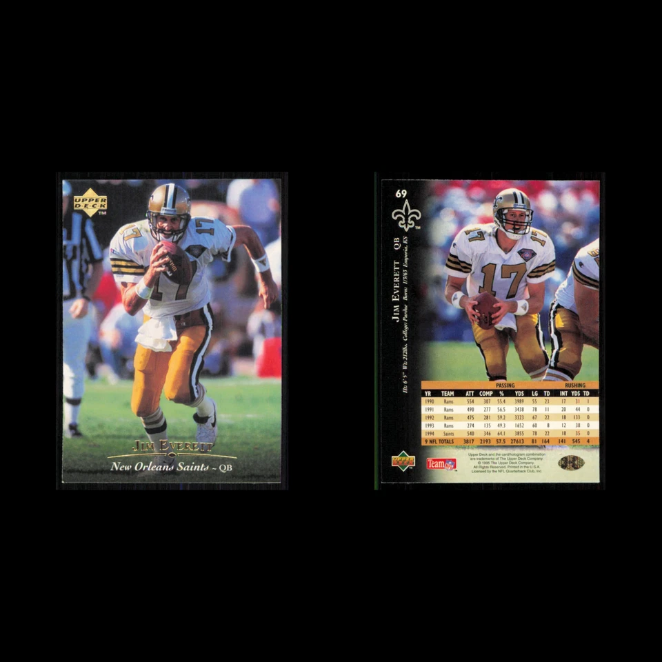 Jim Everett #69 1995 Upper Deck New Orleans Saints Football Card NFL NM - Image 3 of 3