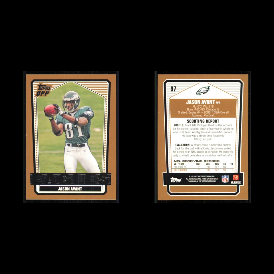 Jason Avant #97 2007 Topps Draft Picks - Prospects Philadelphia Eagles Football - Image 3 of 3
