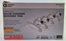 Commercial Electric 5 6 Inch LED Color Changing Recessed Trim White 4 Lights