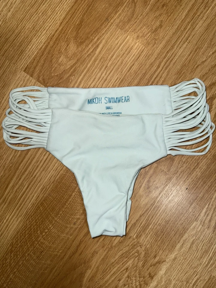 Traje de baño MIKOH Bikini Lanai Bottoms Azul claro Traje de baño pequeño descarado con tiras X1 Foto 4 de 4