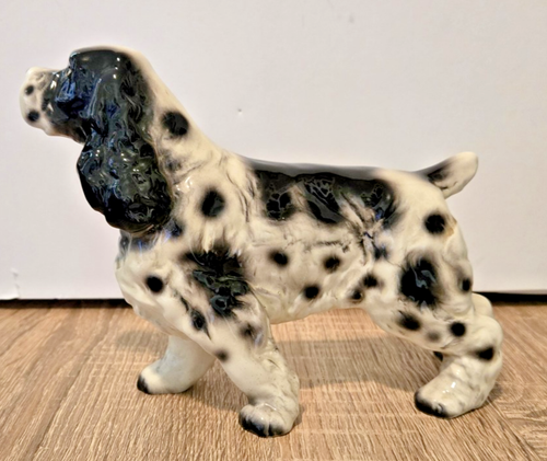 Vintage Porzellan Cocker Spaniel Hund schwarz & weiß Figur Statue 8" - Bild 4 von 7