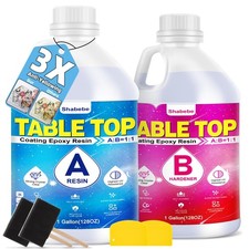 Table Top Epoxy Resin 2 Gallon, Super Gloss  Crystal Clear Epoxy Resin Kit w...