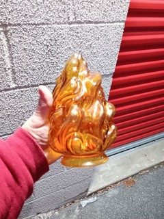 Vintage Amber Flame Shaped Pendant Or Wall Sconce Type Lamp Shade
